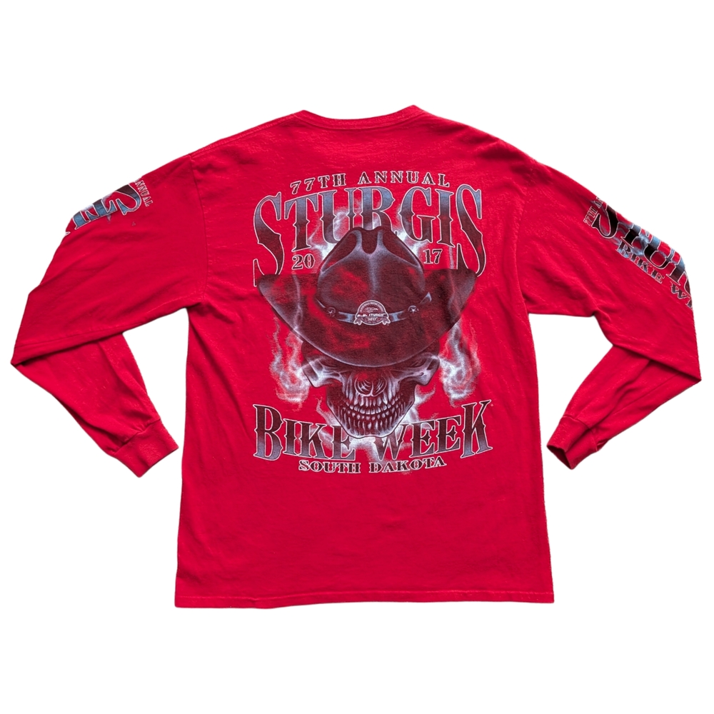 Sturgis Red 2017 77th Annual Bike Week South Dakota Long Sleeve Shirt Size Large
